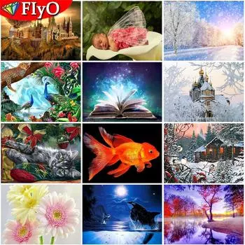 5D DIY алмазная живопись Новое поступление замок тигр животное Алмазная вышивка крестиком пейзаж приморские дельфины мозаичное украшение Full Round 20X30CM красный
