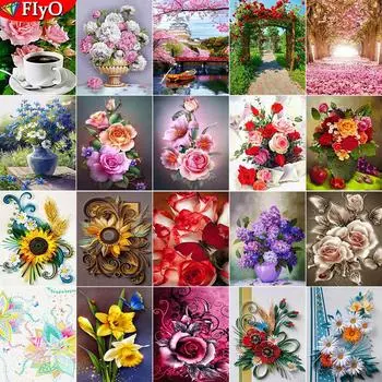 5D DIY алмазная живопись новый пейзаж Алмазная вышивка крестиком цветы картины из страз мозаика домашний декор Full Round 20X30CM красный