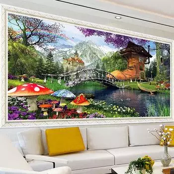5D DIY алмазная живопись обувь дом пейзаж мост пейзаж полная алмазная вышивка гостиная спальня настенная живопись Декор 30x60CM