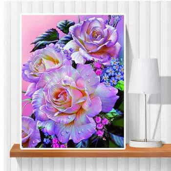 5D Diy алмазная живопись огненно-фиолетовые цветы набор крестиков полная алмазная вышивка мозаика художественная картина стразы Декор подарок Full Round 20x30cm