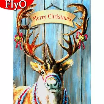 5D DIY алмазная живопись олень полная квадратная круглая вышивка крестиком Новое поступление Алмазная вышивка животных мозаика Рождественский подарок Full Round (20X30CM)