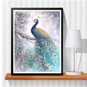 5D DIY алмазная живопись Павлин на ветке, набор для вышивки крестом, мозаика, алмазная вышивка, роза, полная круглая/квадратная дрель, украшение дома Round 30x40cm