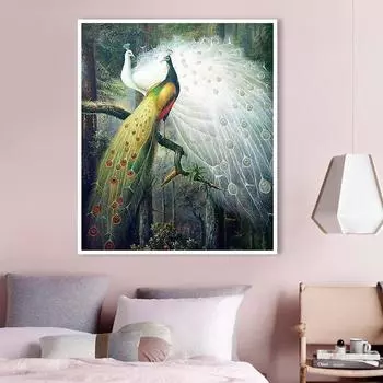 5D DIY алмазная живопись павлин животное Алмазная вышивка крестиком горный хрусталь мозаика картина украшение дома подарок Full Round 20X30CM