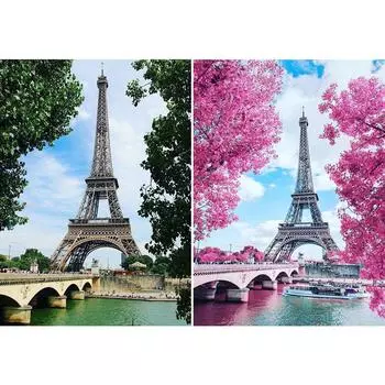 5D DIY алмазная живопись пейзаж Эйфелева башня горный хрусталь картина полная алмазная вышивка мозаика настенная наклейка украшение подарок Full Round 20x30CM