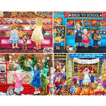 5D Diy алмазная живопись пейзаж мультфильм детский набор для вышивки крестом полная круглая вышивка мозаика художественная картина декор из страз Full Round 20x30CM