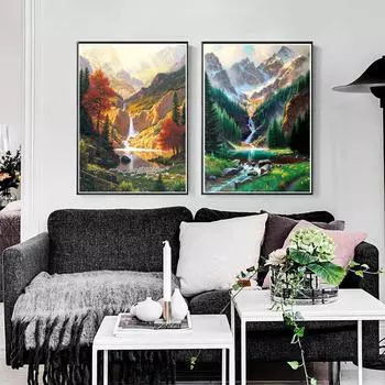 5D DIY Алмазная картина Пейзаж Стразы Алмазная вышивка Картина Мозаика Художник Домашнее украшение Набор для вышивки крестом Full Round 20x30CM