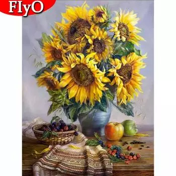 5D DIY алмазная живопись Подсолнух полная квадратная круглая дрель Алмазная вышивка цветок ремесленный комплект искусство горный хрусталь украшение дома Full Round (20X30CM)
