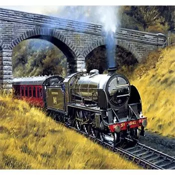5D DIY алмазная живопись поезд под арочным мостом Алмазная вышивка полный набор мозаики вышивка крестиком домашний декор подарки ручной работы Round 20x30cm