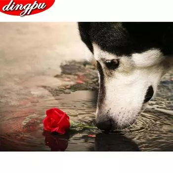 5D DIY Алмазная картина Полная вышивка Животное Алмазная вышивка Собака Ручная работа 20X30CM