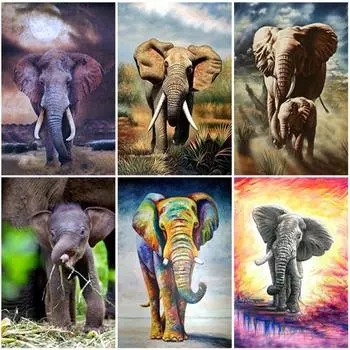 5D DIY алмазная живопись полная круглая дрель Слон Алмазная вышивка животное горный хрусталь настенная художественная мозаика домашний декор подарок ручной работы Full Round 20x30CM
