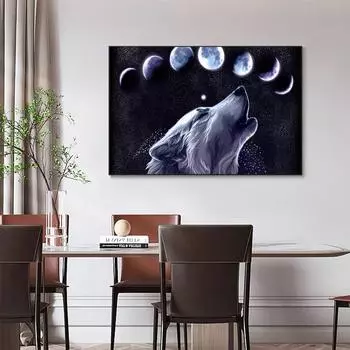 5D Diy алмазная живопись полная луна волк король набор крестиков полная алмазная вышивка мозаика художественная картина стразы Декор подарок Full Round 20x30cm