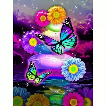 5D DIY алмазная живопись полный круглый бабочка Алмазная художественная вышивка животное мозаика ручной работы украшение дома подарок 30x40 см 30x40cm NO Frame