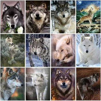 5D Diy алмазная живопись полный круглый дрель волк комплект животных вышивка крестиком мозаика Алмазная вышивка домашний декор стены книги по искусству подарок Full Round 20x30CM