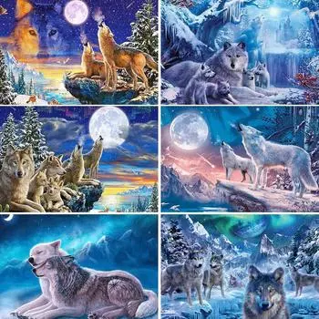 5D Diy алмазная живопись полный круглый животные волк набор для вышивки крестом вышивка мозаика художественная картина из страз домашний декор подарок Full Round 20x30CM