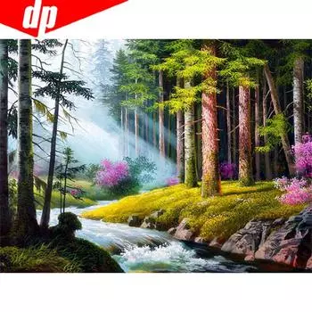 5D DIY Алмазная Картина Полная Круглая Живописная Лесная Вышивка Распродажа Стразы Картина 20X30
