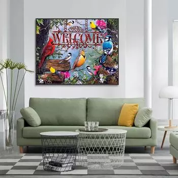 5D Diy алмазная живопись Поющие птицы набор крестиков полная алмазная вышивка мозаика художественная картина стразы Декор подарок Full Round 20x30cm