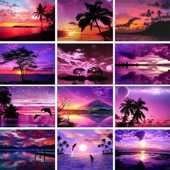 5D DIY алмазная живопись Приморский пейзаж набор для вышивки крестом полная алмазная вышивка горный хрусталь картина мозаика украшение дома подарок Full Round 20x30CM