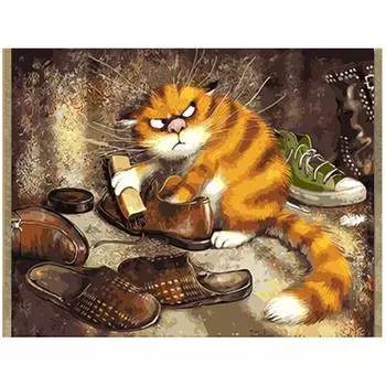5D DIY алмазная живопись протирка обуви кошка Алмазная Алмазная вышивка полный набор мозаики вышивка крестиком домашний декор подарки ручной работы Round 20x30cm