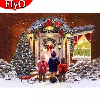 5D DIY алмазная живопись ребенок вышивка крестиком полная квадратная распродажа алмазная вышивка зимнее искусство горный хрусталь дом Рождественский подарок Full Round (20X30CM)