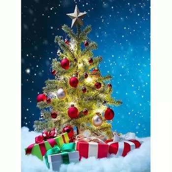 5D DIY алмазная живопись Рождественская елка полная круглая мозаика Рождественская вышивка горный хрусталь картины домашний декор 30x40 см/12x16 дюймов 30x40cm NO Frame