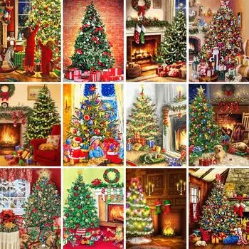 5D DIY алмазная живопись Рождественская елка со стразами картина набор для вышивки крестом полная алмазная вышивка подарок мозаика украшение дома Full Round 20x30CM