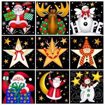 5D DIY алмазная живопись Рождественский мультфильм круглый алмазный комплект вышивка мозаика вышивка крестиком настенная наклейка подарок украшение дома Full Round 20x20CM