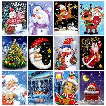 5D DIY алмазная живопись Рождественский снеговик вышивка крестиком Новое поступление Алмазная вышивка мозаика мультфильм ремесло праздничный декор Full Round 20x30CM