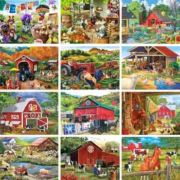 5D DIY алмазная живопись с изображением животных на ферме, стразы, картина, полная Алмазная вышивка, подарок, мозаика, домашний декор, набор для вышивки крестом Full Round 20x30CM