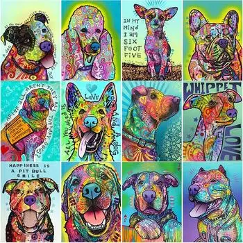 5D DIY алмазная живопись с животными, милая собака, алмазная вышивка, пейзаж, вышивка крестиком, полная круглая дрель, домашний декор, ручной подарок Full Round 15x20CM