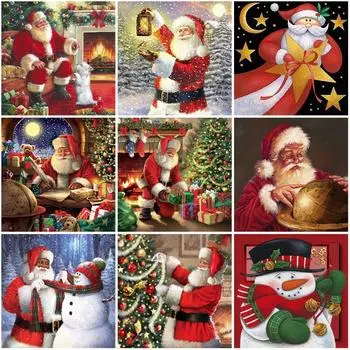 5D DIY алмазная живопись Санта-Клаус полная круглая дрель Алмазная вышивка Рождественские стразы ремесленный комплект домашний декор подарок Full Round 20x20CM