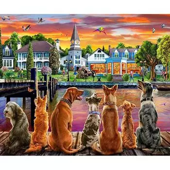 5D DIY алмазная живопись семь собак комплект для вышивки крестом мозаика Алмазная вышивка роза полная круглая/квадратная дрель украшение дома Round 20x30cm