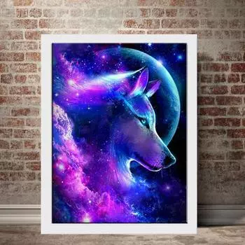 5D Diy алмазная живопись Синий призрак волк набор крестиков полная алмазная вышивка мозаика художественная картина стразы Декор подарок Full Round 20x30cm