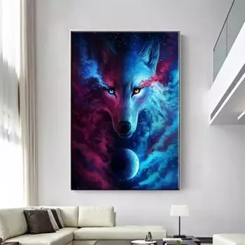 5D Diy алмазная живопись синий животное волк набор крестиков полная алмазная вышивка мозаика художественная картина стразы Декор подарок Full Round 20x30cm
