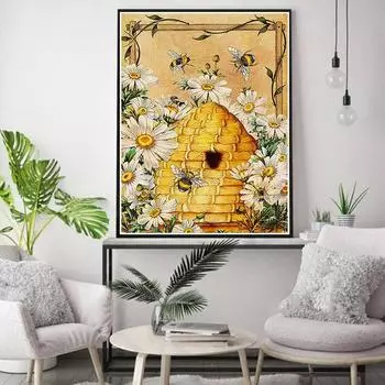 5D Diy алмазная живопись «Скрытая пчела» домашний набор для вышивки крестом полная алмазная вышивка мозаика художественная картина стразы Декор подарок Full Round 20x30cm