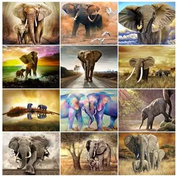 5D DIY алмазная живопись Слон Алмазная вышивка животное горный хрусталь художественная картина инкрустированная мозаика украшение дома подарок ручной работы Full Round 20x30CM