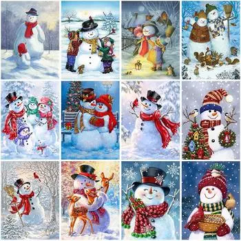 5D DIY алмазная живопись Снеговик полная круглая дрель Алмазная вышивка рождественские стразы картины ремесленный комплект домашний декор подарок Full Round 20x30CM
