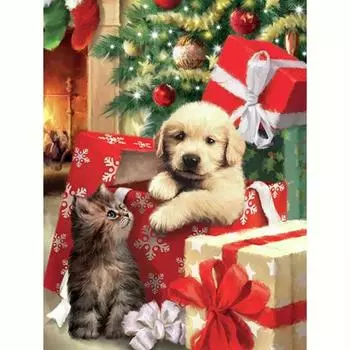 5D DIY алмазная живопись собака Алмазная вышивка мозаика кошка изображение горный хрусталь Рождественский подарок 30x40 см/12x16 дюймов 30x40cm NO Frame