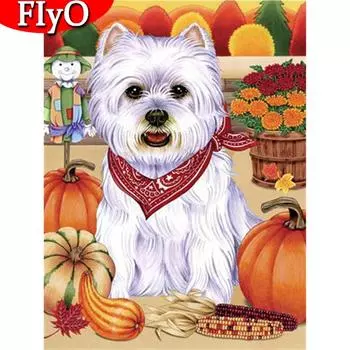 5D DIY алмазная живопись собака полная дрель квадратный Хэллоуин Новое поступление алмазная живопись животное мозаика тыква рукоделие Full Round (20X30CM)
