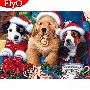 5D DIY алмазная живопись собака полная дрель картина стразы Алмазная вышивка животные мозаика мультфильм рождественские украшения Full Round (20X30CM)