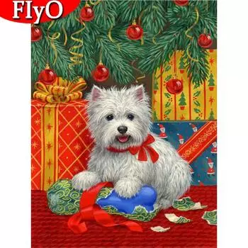 5D DIY алмазная живопись собака полная квадратная дрель Новое поступление Алмазная вышивка животных мозаика горный хрусталь комплект Рождественский подарок Full Round (20X30CM)