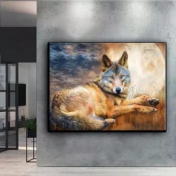 5D Diy алмазная живопись степные животные волк набор крестиков полная алмазная вышивка мозаика художественная картина стразы Декор подарок Full Round 20x30cm