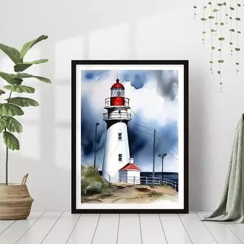 5D DIY алмазная живопись Сторожевая башня у моря, набор для вышивки крестом, мозаика, алмазная вышивка, полная круглая квадратная дрель, украшение для дома Round 30x40cm