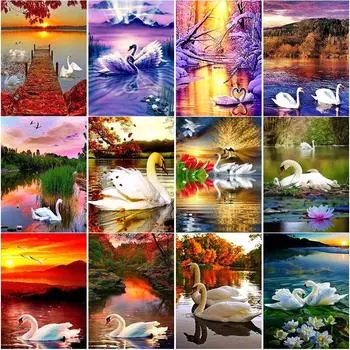 5D DIY алмазная живопись «Сумерки» Алмазная вышивка Лебедь животное вышивка крестиком полная круглая дрель ручное искусство домашний декор подарок Full Round 15x20CM