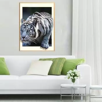 5D Diy алмазная живопись свирепый белый тигр набор крестиков полная алмазная вышивка мозаика художественная картина стразы Декор подарок Full Round 20x30cm