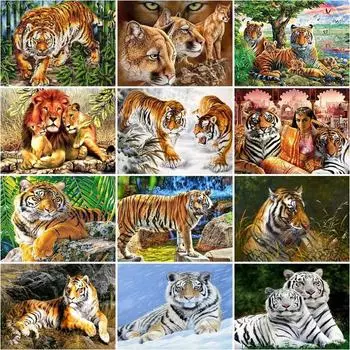 5d DIY алмазная живопись тигр животное полная круглая алмазная мозаика для взрослых наборы для рукоделия настенное украшение для дома Full Round 20x30CM