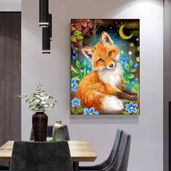 5D Diy алмазная живопись умная маленькая лиса набор крестиков полная алмазная вышивка мозаика художественная картина стразы Декор подарок Full Round 20x30cm
