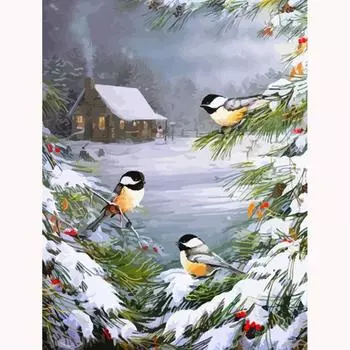 5D DIY алмазная живопись Воробей приветствует снег Алмазная вышивка полный набор мозаики вышивка крестиком домашний декор подарки ручной работы Round 20x30cm