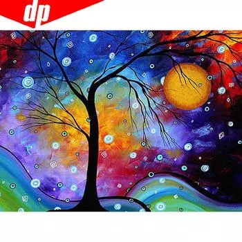 5D DIY Алмазная картина Вышивка Цветное дерево Алмазная мозаика Вышивка крестом Стразы 20X30CM