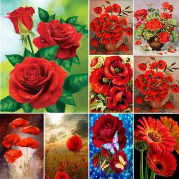 5D DIY алмазная живопись ваза для цветов комплект для вышивки крестом горный хрусталь роза картина полная алмазная вышивка подарок мозаика украшение дома Full Round 20x30CM