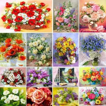 5D DIY алмазная живопись ваза для цветов комплект для вышивки крестом горный хрусталь картина полная алмазная вышивка роза мозаика украшение дома подарок Full Round 20x30CM